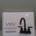 VXV Bathroom Sink Faucet 4 Inch 2 Handle Centerset Utility Lavatory Vanity Modern 360 Rotating Black Water Faucet with Pop-up Drain Stopper Assembly and Supply Lines Fits 2 Hole