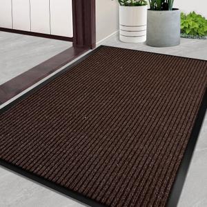 Door Mat Heavy Duty Outdoor Indoor Doormat Low Profile Front Door Mat Large 31x47 inch Brown Entrance Welcome Mats Easy Clean Patio Entrance Mat Waterproof Anti-Skid Rubber Backing
