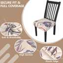 Stretch Dining Chair Seat Covers Set of 6,Dining Chair Slipcovers, Floral Printed Chair Covers,Soft Fabric Washable Upholstered Chair Seat Protector, No Rear Covers for Home Kitchen Dining Room (Light Purple Cornflowers)