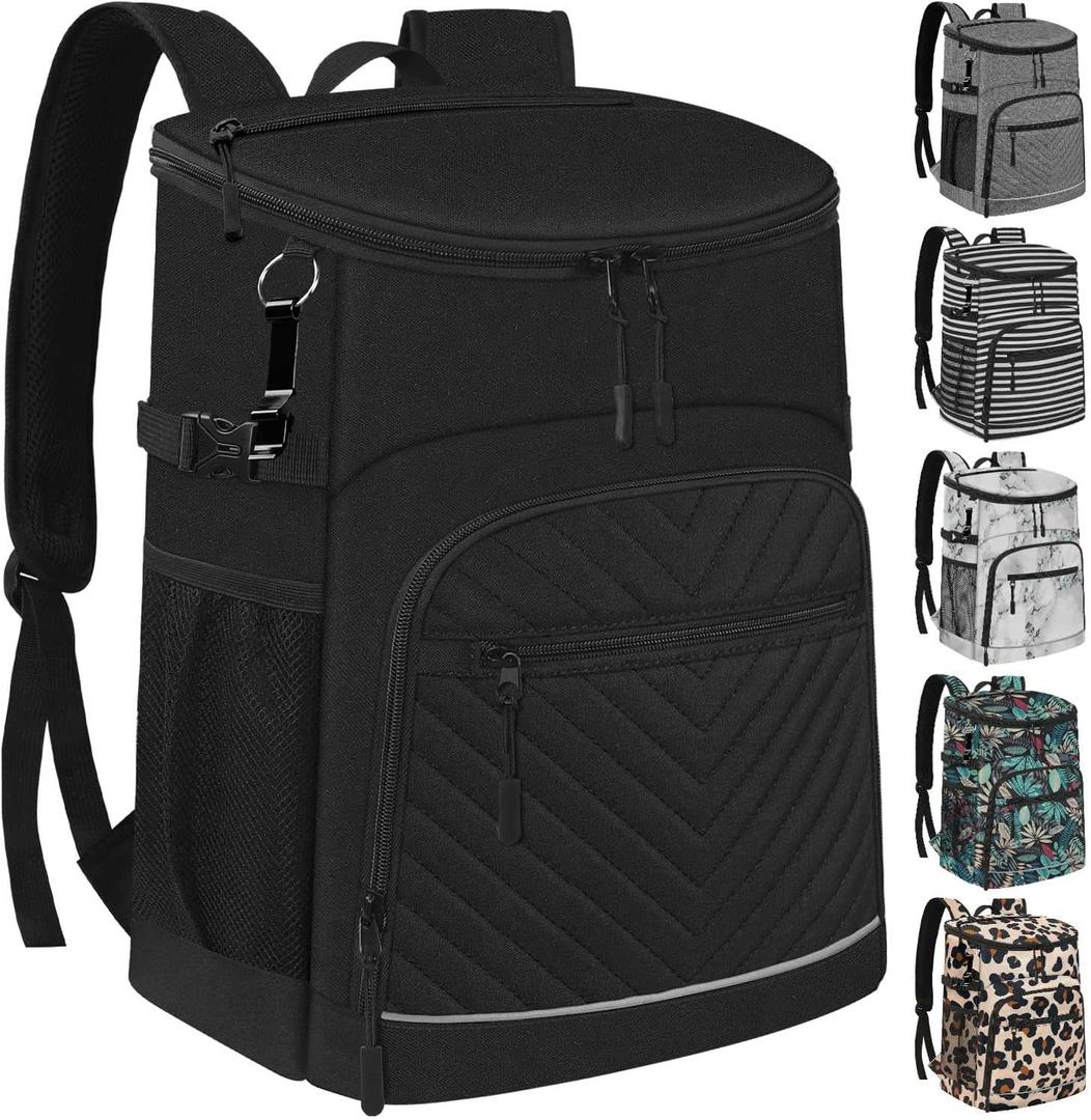Cooler Backpack Insulated Leakproof Waterproof Backpack Cooler Bag 30/45 Cans, Large Capacity Lightweight Travel Camping Beach Backpack Cooler Ice Chest for Men and Women (30 Cans, black)