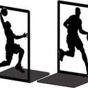 Peacoblue Metal Bookends for Shelves, Modern Decorative Heavy Duty Study Book Ends Stoppers for Office, Desk, Shelf, Room 5.3"x4.3"x7.9" Cast Iron Simple Tall Bookends 1 Pair (Basketball)