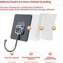 Large Adhesive Hooks, 20 Black Heavy-Duty 40 lb Adhesive Wall Hooks, Waterproof, Rustproof, Ideal for Hanging, Suitable for Bathroom, Kitchen, Home, Ceiling and Window