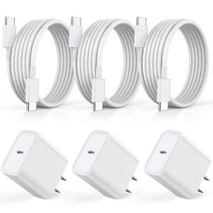 Fast Charger for iPhone 17 16 15, 3Pack USB C iPad Charge PD Fast Charger Block 6FT Long USBC to Type C i Phone Charging Cable Cord for iPhone 17 Air/Pro/Pro Max/16 Pro/Plus/15/15 Pro/Pro Max,iPad Pro