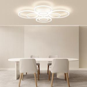 Modern LED Ceiling Light, 23-Inch, 3 Color Temps, 3348LM, Adjustable Brightness, Remote & APP Control, Energy Saving Ideal for Living Room, Dining Room, Kitchen & Office - 8 Cirles, 31.8IN