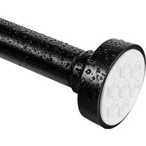 Matte Black Adjustable Spring Tension Shower Curtain Rod 31-38" No Drilling Required, Easy Installation, Anti-Slip ABS Base, Phosphating & Electrostatic Coating, for Bathrooms