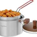 Stainless Steel Deep Fryer Pot with Basket,3.1L Stockpot for Home Use Frying, Pasta, Soup & Stews, 304 Stainless Steel, Glass Lid, Strainer Basket for All Stovetops