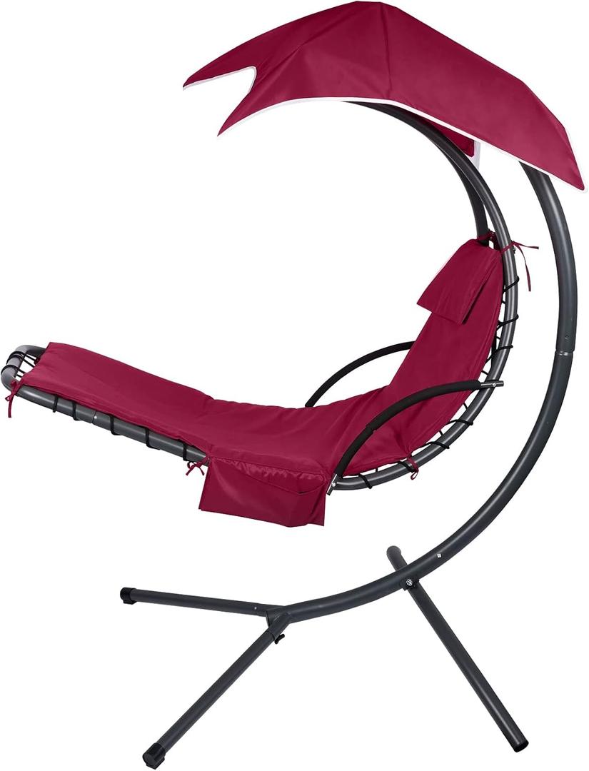 Patio Hanging Lounge Chair Replacement Cushion Cover and Umbrella Fabric, for Outdoor Hanging Hammock Chair, Outdoor Chaise Chair Pillow Pad Replacement Cushion Cover (Red)