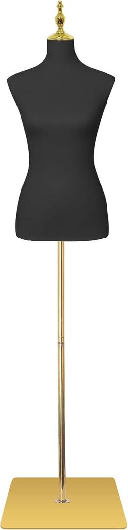 SHAREWIN Mannequin Body Female Mannequin Torso Dress Forms for Sewing High Stability Metal Stand for Clothing Dress Jewelry Display Black Leather