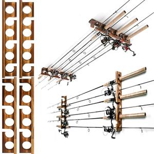 Ghosthorn Holds Up to 12 Rods Fishing Pole Rod Racks Wall or Ceiling Mounted Fishing Pole Rod Holders for Garage Storage Organizer Fishing Gear Equipment for Men Women, Brown