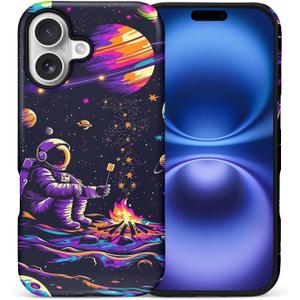 CARLOCA Case for iPhone 17,Astronaut Barbecue Design Hybrid Dual Protection Soft TPU Hard PC Shockproof Anti Scratch Men & Women Stylish Protective Phone Case