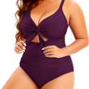 Aqua Eve Plus Size One Piece Swimsuit for Women Tummy Control Bathing Suit Cutout Swimwear (XXL)