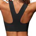 Aoysky Womens Buttery Soft Square Neck Sports Bras Compression Padded Longline Yoga Workout Running Crop Tops (Medium, Black)