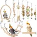 Bird Parrot Swing Toys, Chewing Standing Hanging Perch Hammock Climbing Ladder Bird Cage Toys for Budgerigar, Parakeet, Conure, Cockatiel, Mynah, Love Birds, Finches and Other Small to Medium Birds