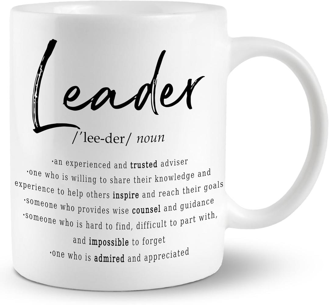 Leader Mug, Leader Gifts,Leadership Gifts, Leader Noun Coffee Cups Ceramic, Leader Coffee Mug, Team Leader Gifts for Women Men, Thank You Mug