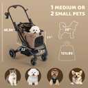 All-Terrain Dog Stroller for Small to Medium Dogs, Pet Stroller for Dogs & Cats Outdoor Walks, One-Hand Easy Fold, Double-Layer Anti-UV & Waterproof Canopy & Breathable Mesh, Mocha Brown