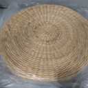 Round Tatami Floor Pillow Cushion, Handwoven Meditation Straw Cushions for Living Room Yoga Window Seat Reading Nook Bedroom Outdoor Seat (Dia: 15.7")