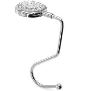 TANOSII Purse Hook Mental Clutch Holder Handbag Rhinestone Hanger for Table Desk Reverse White 1 Pack