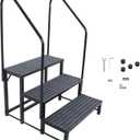 labwork 3 Step RV Steps with 2 Handrails w/Step Mat 660 lbs Load Capacity Spa Steps Outdoor Stairs for 5th Wheel RV Camper Trailer Porch with Non-Slip Mats