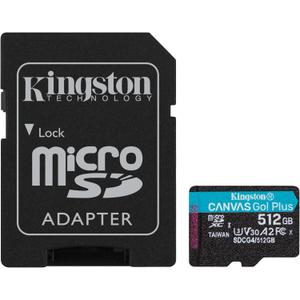 Kingston Canvas Go Plus 512GB microSD Card | Up to 200MB/s | Class 10, UHS-I, U3, V30, A2 | SDCG4/512GB