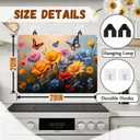 Floral Stove Top Cover for Electric Stove, Flower Range Covers, Butterfly Range Top Mat, Winter Holiday Cooktop Cover 28x20 inch, Glass Cooktop Covers for Kitchen Home Decor, Reusable Cover