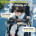 Universal Snack Tray for Stroller, Cup Holder Tray with Flexible Silicone Arm Gripper, Stays in Place Tray Attachment for Toddler & Kids, Snacking On The Go, Stroller Travel Accessories, Universal Fit