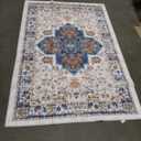 Area Rug 4x6 Washable Rug Gray Vintage Traditional Floor Cover Foldable Thin Retro Accent Indoor Distressed Non Slip Carpet Floral Print Mat Bedroom Living Room Bathroom