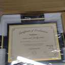 8x10 Diploma Frame for 6x8 Document/Certificate/Picture with Black and Gold Mat, Solid Wood Degree Frame, Real GlassWall Display and Tabletop