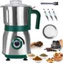 Spice Grinder Electric,Herb Nut Grinder for Kitchen,Detachable Espresso Grinders with Stainless Steel Blades,Filter and Brush, 500w Dry and Wet Grain Mill for Coffee,Rice,Bean,Seasoning (Green-X)