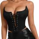 VONMELLI Corset Tops for Women Lace Up Overbust Bustier Strapless Backless Women's Corset Crop Top