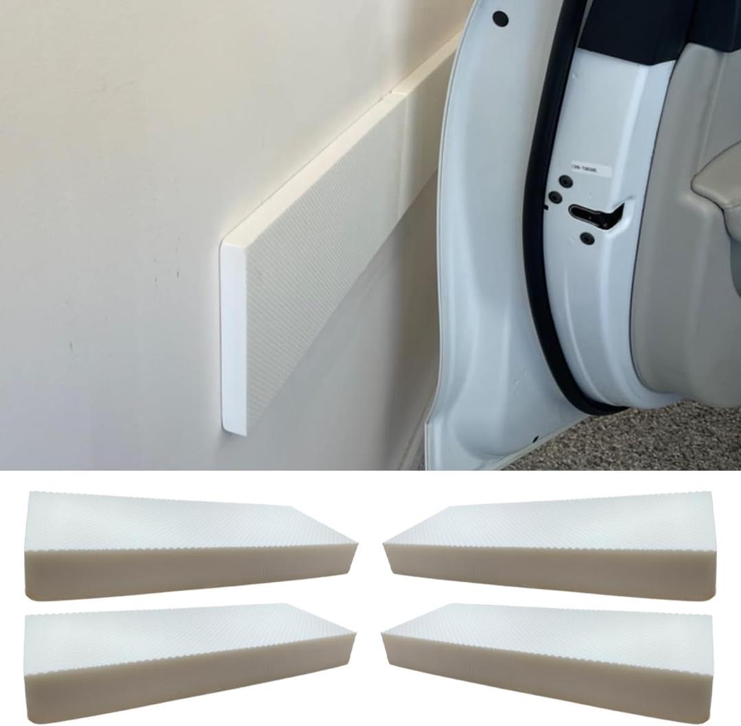 4PCS Garage Wall Protector Car Door Protectors - Anti-Collision Foam Padding Thick Parking Stopper Car Door Bumper Guards - Self Adhesive Garage Wall Pad for Warehouse Parking Assist (White)
