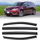 Rain Guards for 2017-2025 Chrysler Pacifica, Out-Channel Window Visor Shields Vent Deflector Shade Wind Dark Smoke 2018 2019 2020 2021 2022 2023 2024 18 19 20 21 22 23 24, Tape-On Outside-Mount, 4PCS