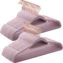 SONGMICS Velvet Hangers, Set of 50 Clothes Hanger with Rose Gold Swivel Hook, Non-Slip, and Space-Saving, 0.2-Inch Thick, 17.1-Inch Long for Coat, Shirt, Dress, Pants, Tie, Lavender Purple UCRF021GP50