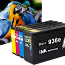 Aceozsoronn 936XL 936e Ink Cartridges Combo Pack Replacement for HP 936e Ink 936XL and 936 Color Combo Pack for HP OfficeJet Pro 9120e 9125e 9122e 9128e 9130e 9135e 9130b 9730e (4 Pack with Chip)