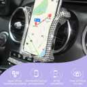 Bling Car Phone Holder, Rhinestone Mini Vehicle Air Vent Dashboard Windshield Cellphone Mount, 360 Adjustable Diamond Auto Smartphone Stand for Women Girls, Universal Fit (Black)