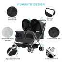 Double Pet Stroller, Foldable Stroller for 2 Dogs & Cats, Two-Seater Carrier Twin Dog Walk Jogger Travel Pet Carriage Cart with Storage, Black