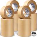 Oleitodh 16 Pack Brown Paper Packing Tape, Kraft Paper Tape Bulk 2" x 55 Yardx 7 mil Gummed Tape for Marking, Sealing Box, Masking, Shipping, Strong Adhesive Easy-to-Tear Waterproof Tape
