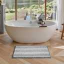 ComiComi Gray Bath Mats Plush Pom-Pom Super Absorbent Bathroom Rug Non Slip Machine Washable Bath Mat for Bathroom Floor Quick Dry 16" x 24"