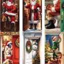 Preboun 6 Pcs Christmas Door Cover Decoration Front Door Backdrop Window Cover House Santa Elves Christmas Outdoor Sign for Home Wall Indoor Party Decorations 78 x 35 Inches