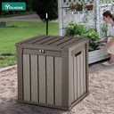 YITAHOME Deck Box, 51 Gallon Weatherproof Outdoor Storage Container for Patio Cushions, Pool Supplies, Garden Tools, Lockable Lid and Side Handles, Light Brown