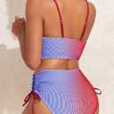 Herseas Women 2 Piece High Waisted Bikini Set Tie Dye Front Scoop Neck Swimsuit Ruched Spaghetti Straps Bathing Suit (XS)