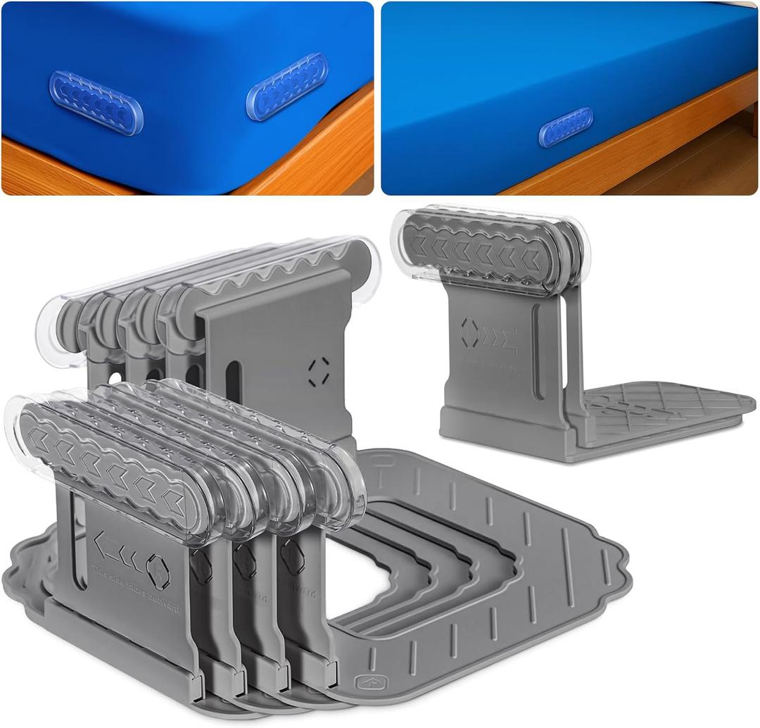 Bed Sheet Holders for Corners, New Upgrade Fitted Sheet Holder Keep Sheets Firm & Tight, Bed Sheet Straps, Lock Sheet Holders Set of 4, Mattress Lock Straps Fasteners Fit All Sheet Size