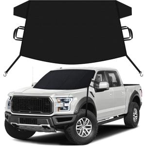 EcoNour Windshield Snow Cover | Heavy-Duty 600D Oxford Fabric | Waterproof Winter Car Windshield Cover for Pickup Trucks, SUVs & Vans | Essential Car Winter Accessories | X-Large (74"x43")