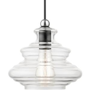 Livex Lighting, 52831-68, Everett, Pendant, Shiny Black with Chrome Finish Accents