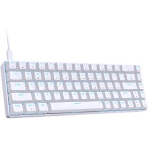 DIERYA T68SE 60% Gaming Mechanical Keyboard, Ultra Compact Mini 68 Key with Red Switches Wired Keyboard, Anti-Ghosting Keys, for Windows Laptops and PC Gamers, White