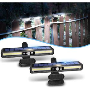 Clip On Solar Motion Lights Outdoor Waterproof, 2 Pack Motion Sensor Outdoor Lights with 36 LEDs, 6000K, Portable Solar Powered Security Light for Fence Garage Camping(Black)
