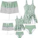 PATPAT Family Matching Swimwear Floral Pattern Tankini Swimsuits and Swim Trunks (Medium)