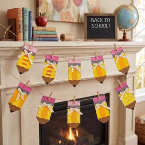 2 x Breling 3 Set 19.69 ft Back to School Felt Pencil Banner Classroom Decor
