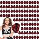 Hanaive 100Pcs Metallic Cheerleading Pom Poms with Baton Handle Cheerleader Pompom Foil 30g Cheering Squad Hand Flowers for Adults Team Spirit Sports Party Cheering