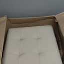 Storage Ottoman Folding Foot Rest Stool, Leather Footstool Bench, Short Ottoman Stool, Storage Foot Rest Store, Books, 
(Beige, 17" D x 13" W x 13" H)