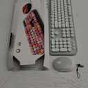 Wireless Keyboard and Mouse Combo, Ergonomic Full Size Typewriter Retro Round Keycaps Keyboard, Compatible with Windows, PC, Perfer for Home and Office KeyboardsGreen